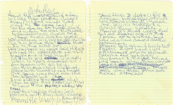 Tupac Shakur "No Further" Hand Written Unrecorded Song Lyrics (JSA)